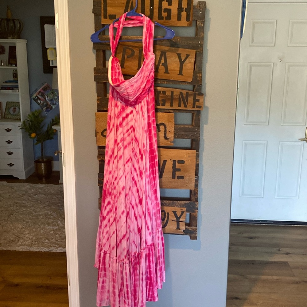 Gorgeous pink tie dye dress summer spring maxi dress  new without tag large